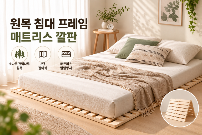 원목 침대 프레임 매트리스 깔판 저상형 침대 받침대 소나무 2단 접이식