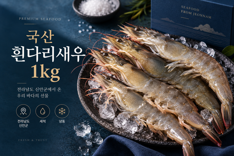 국산 흰다리새우 1kg 왕새우 생새우 활새우 제철 신안 새우