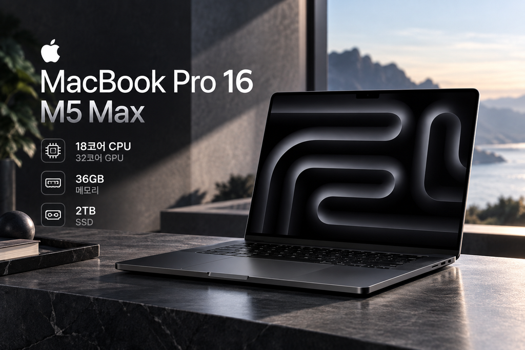 애플 맥북프로 16 M5 Max 36GB 2TB 32코어 GPU 스페이스 블랙 2026 제품 이미지