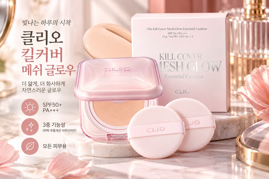 클리오 킬커버 메쉬 글로우 쿠션 21C 란제리 본품 리필 기획세트 제품 이미지