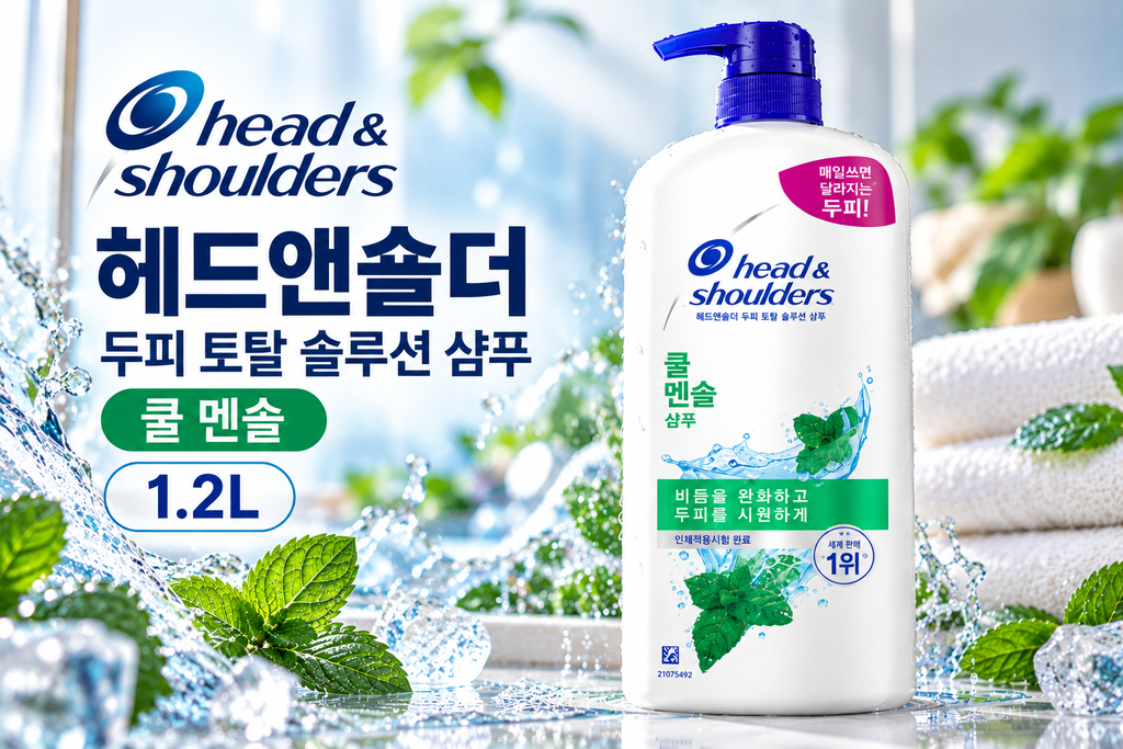 헤드앤숄더 쿨 멘솔 샴푸 1.2L 두피 토탈 솔루션 대용량 두피케어 샴푸 제품 이미지