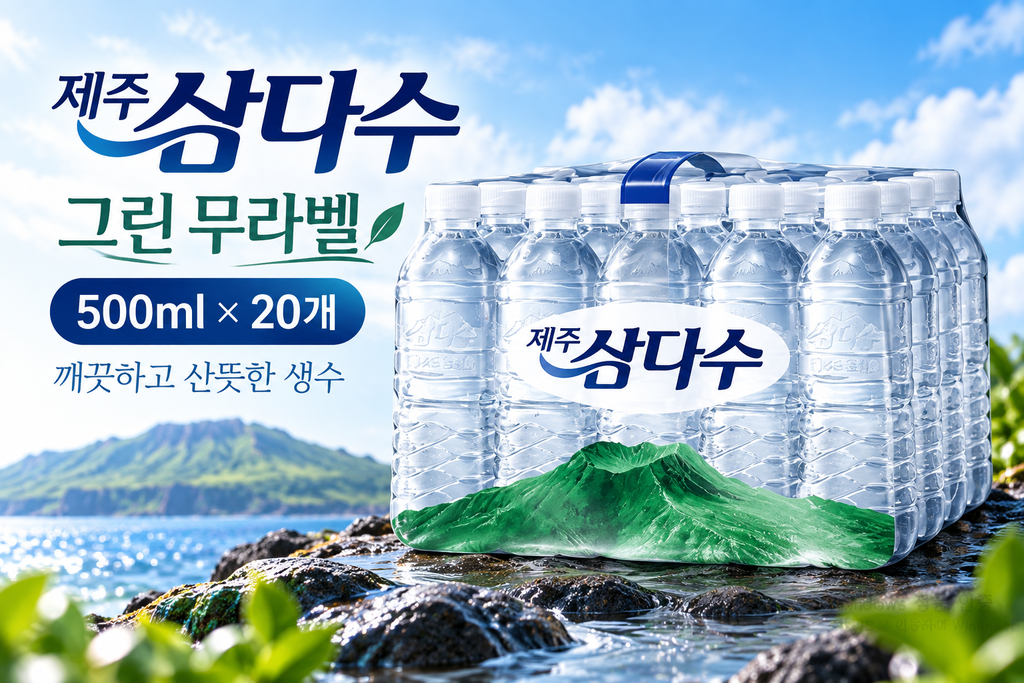 제주삼다수 그린 무라벨 500ml 20개 생수 묶음 휴대용 물 추천 제품 이미지