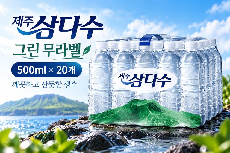 제주삼다수 그린 무라벨 500ml 20개 생수 묶음 휴대용 물 추천