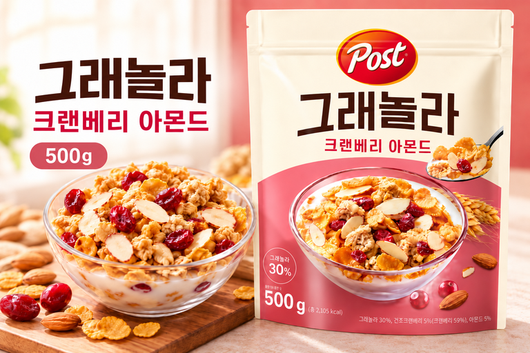 포스트 그래놀라 크랜베리 아몬드 500g 1개 시리얼 아침식사 대용 간편식 추천