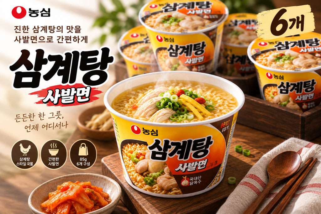 농심 삼계탕 사발면 85g 6개 컵라면 삼계탕 라면 제품 이미지