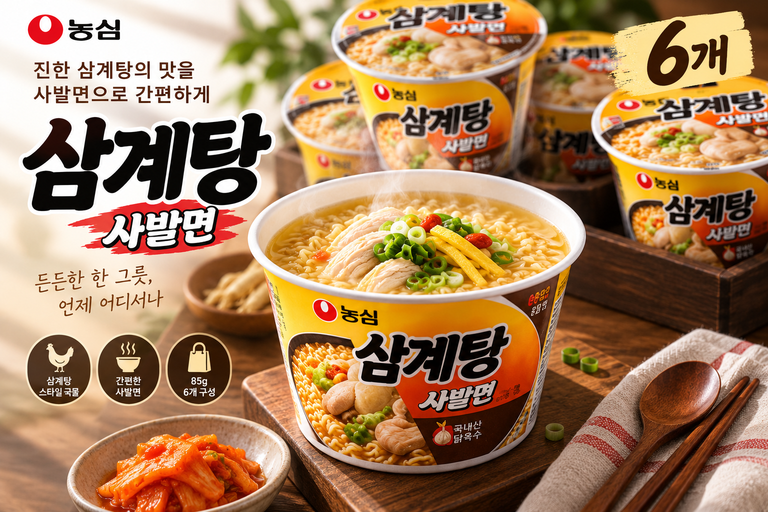 농심 삼계탕 사발면 85g 6개 컵라면 삼계탕 라면