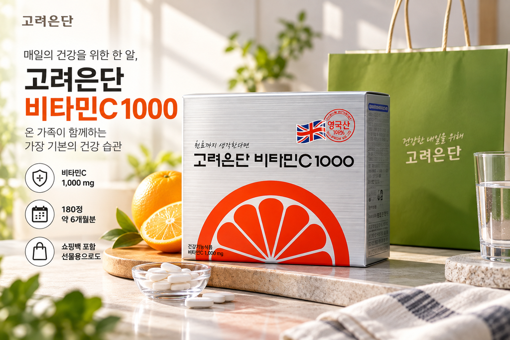 고려은단 비타민C 1000 180정 쇼핑백 하루 1정 6개월분 제품 이미지