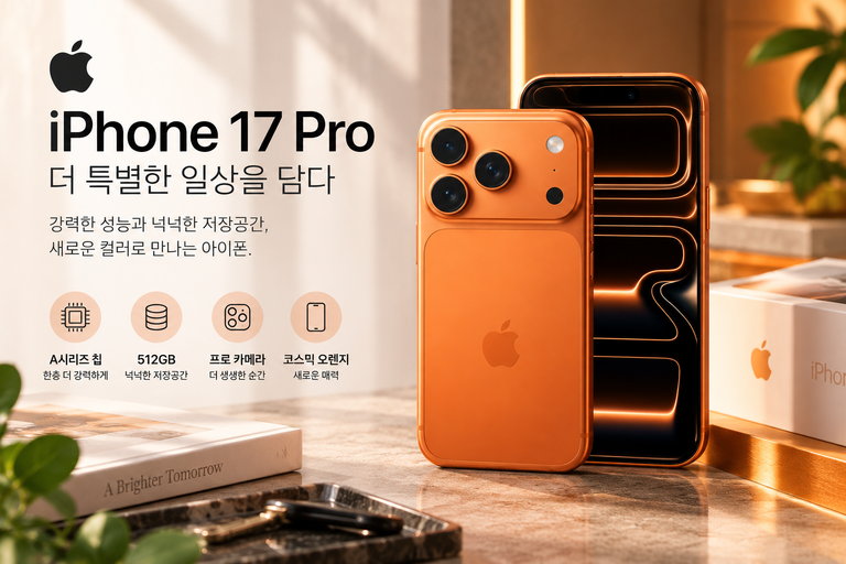애플 아이폰 17 프로 자급제 512GB 코스믹 오렌지