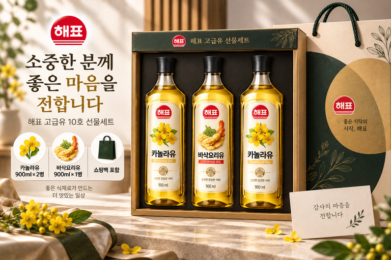 해표 고급유 10호 식용유 선물세트 카놀라유 바삭요리유 명절선물 추천