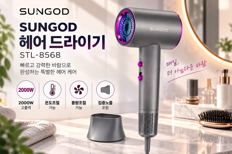 SUNGOD 헤어 드라이기 STL-8568 2000W 고출력 드라이기 추천