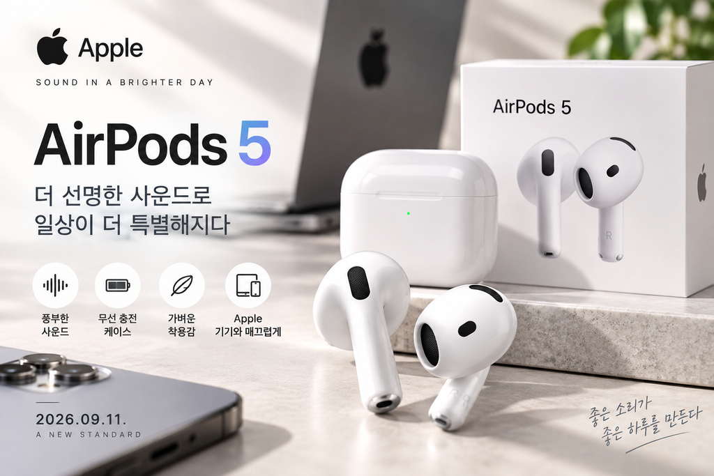 Apple 에어팟 5 MKFT4KH/A 무선 충전 케이스 2026 신형 에어팟 제품 이미지