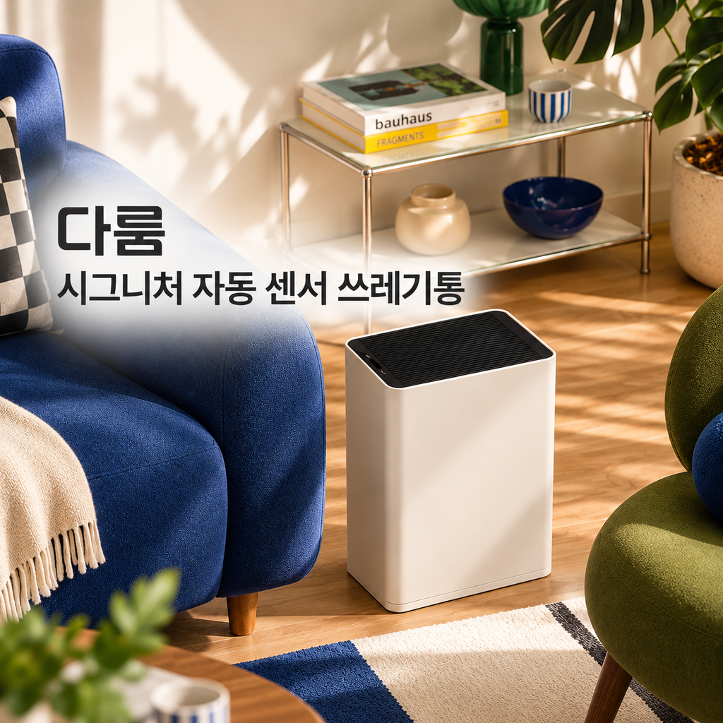 다룸 시그니처 자동 센서 쓰레기통 10L 20L 스마트 휴지통 주방 종량제 냄새차단 제품 이미지