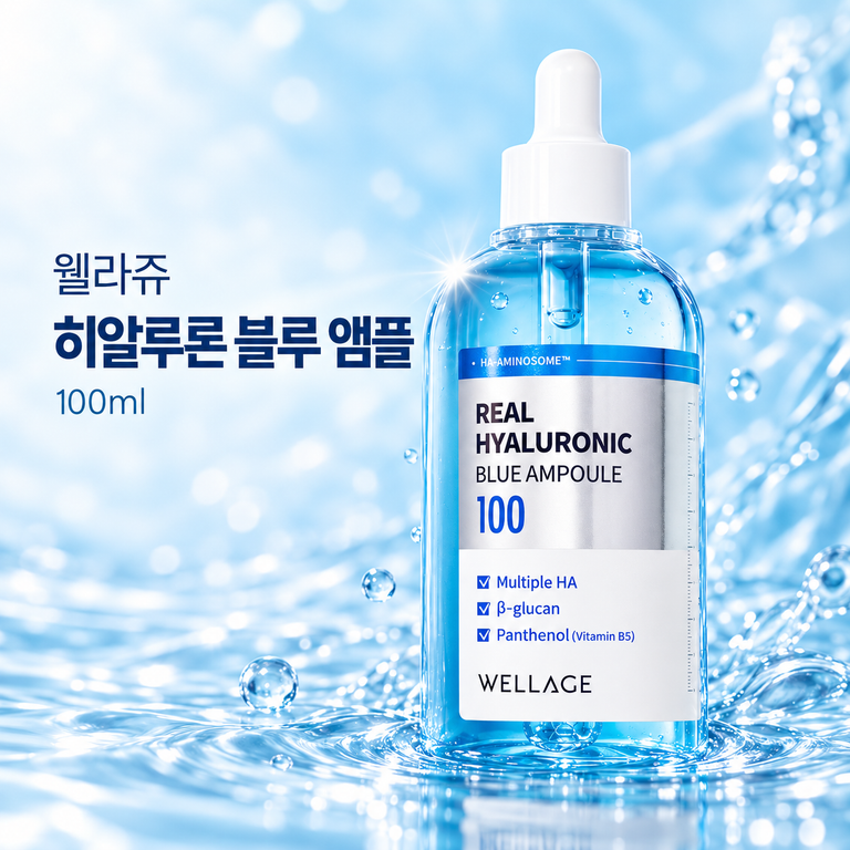 웰라쥬 리얼 히알루로닉 블루 앰플 100ml 히알루론산 수분 보습 대용량 앰플
