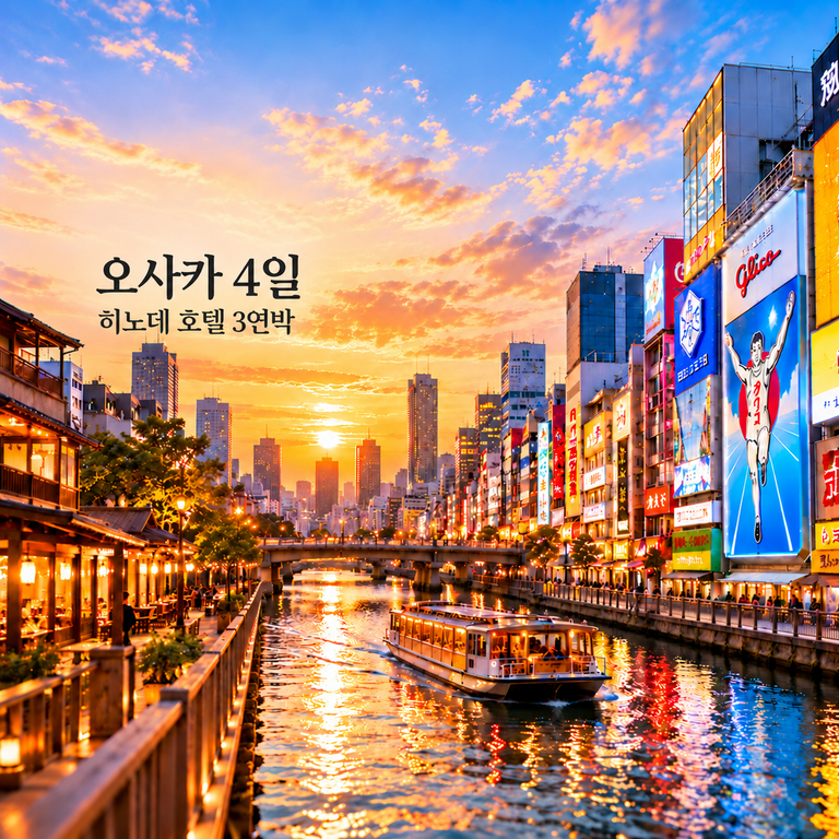 참좋은여행 오사카 4일 패키지 히노데 호텔 3연박 온천 팁포함 USJ 선택