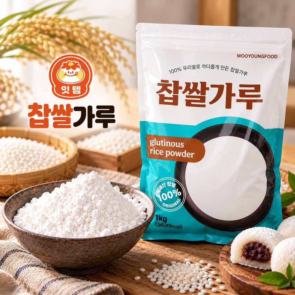 잇템 국내산 건식 찹쌀가루 1kg 고디바모찌 요거모찌 찹쌀모찌 찹쌀떡 재료 제품 이미지