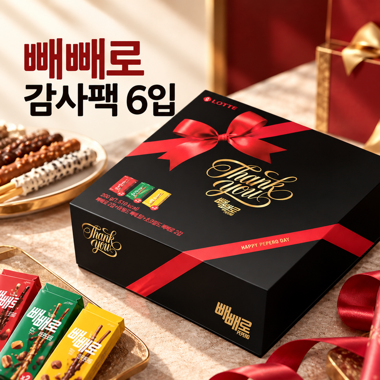 빼빼로 기프트 어쏘트 감사팩 3종 6개입 290g 2세트 빼빼로데이 연인선물 감사 선물세트