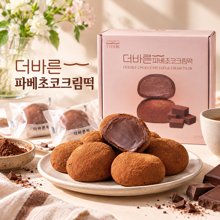 더바른 파베초코크림떡 360g 개별포장 초코 찹쌀떡 초코모찌 냉동 디저트 간식
