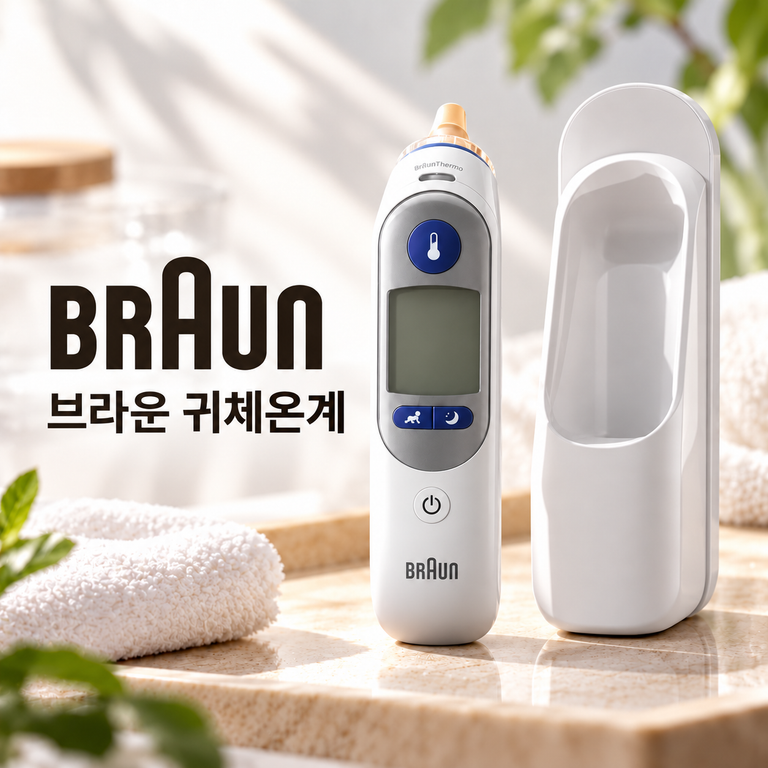 브라운 귀체온계 IRT6525KO 1초 측정 아기 신생아 귀체온계 야간 액정조명