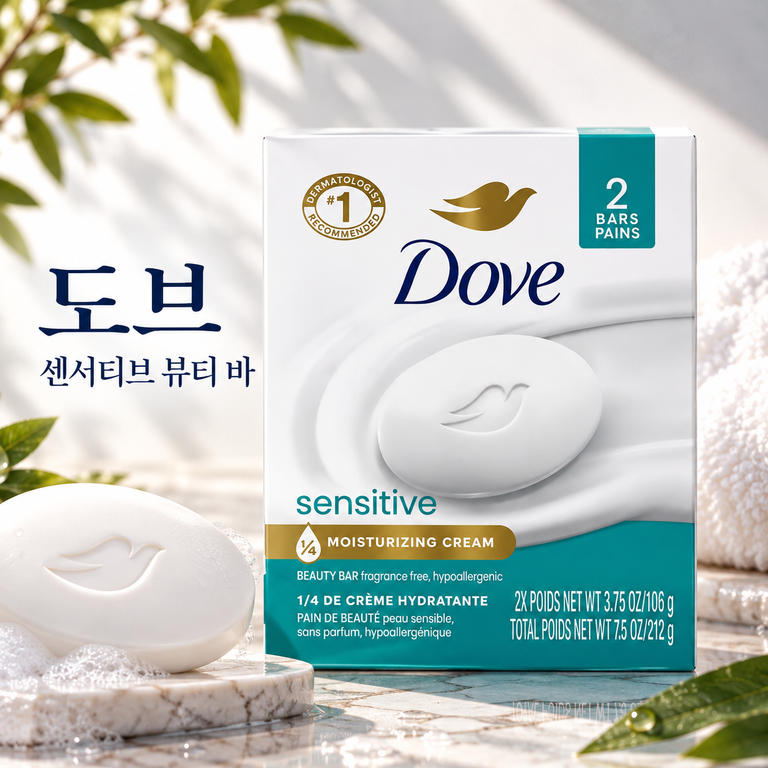 도브 센서티브 뷰티바 106g 2개 민감성 무향 비누 클렌징바