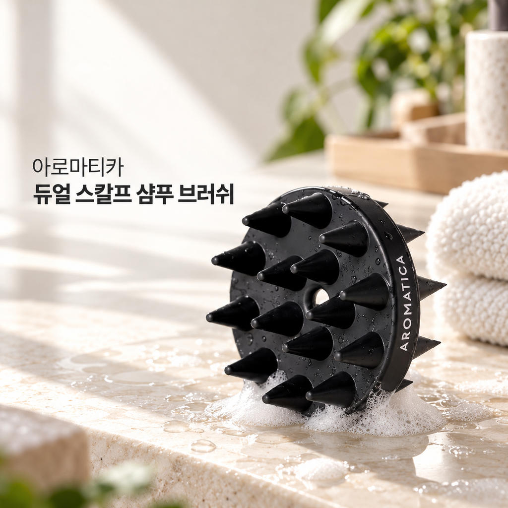 아로마티카 듀얼 스칼프 케어 샴푸 브러쉬 68×42mm 두피 마사지 스케일링 브러시 제품 이미지