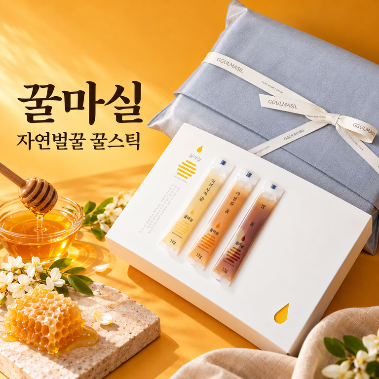 꿀마실 꿀스틱 30개 국내산 자연벌꿀 아카시아 야생화 밤 3종 꿀 선물세트 추천